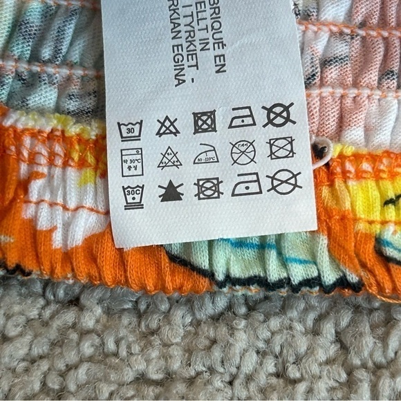 Zara orange floral flower smocked puff sleeve sweetheart neckline crop top L NWT - Picture 8 of 12